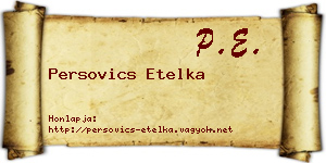 Persovics Etelka névjegykártya